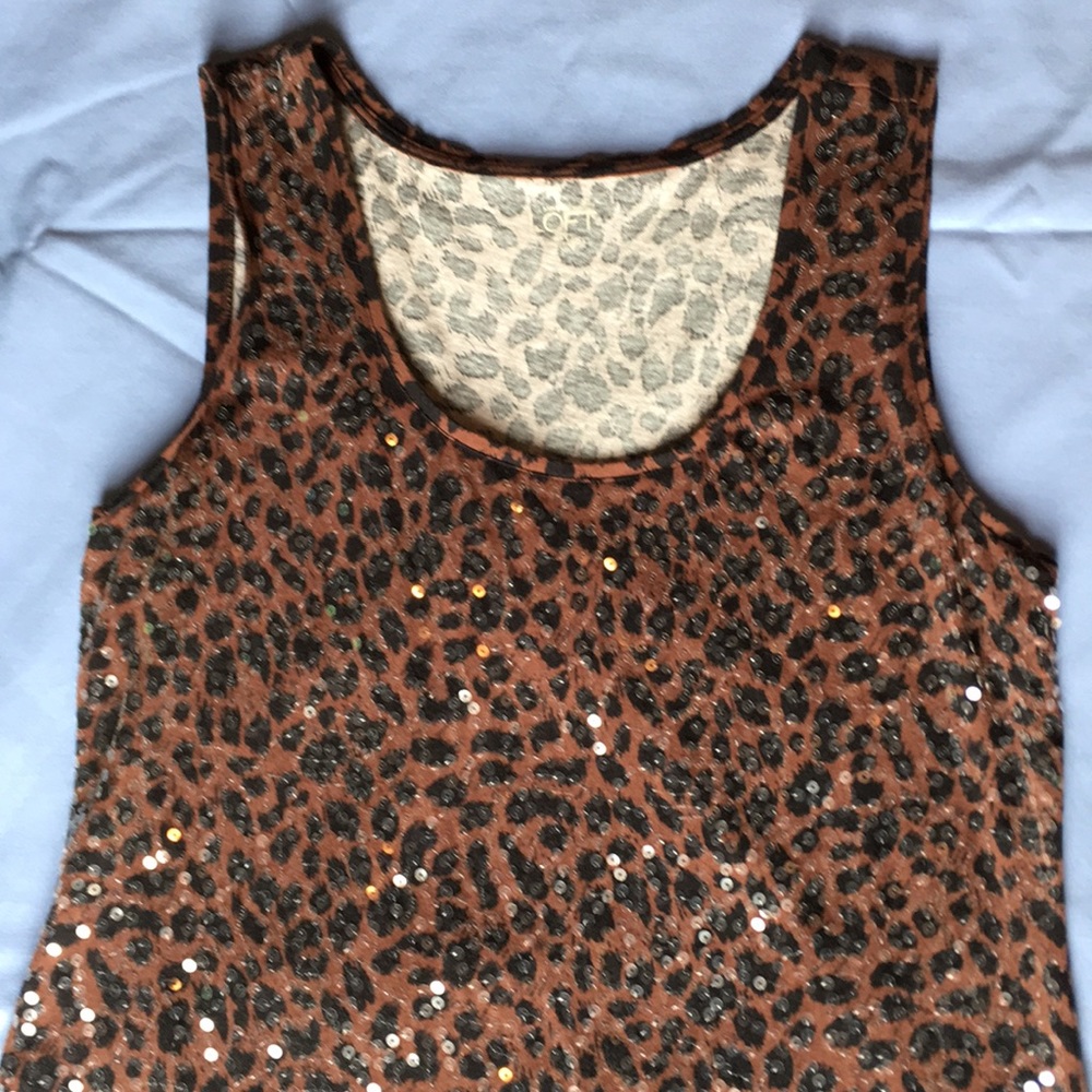 The Loft leopard sequin tank